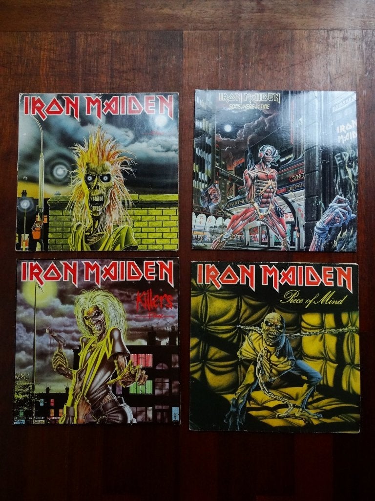 LP's / LP / platen van Iron Maiden, 4 stuks, LP, Gebruikt, Inclusief insert, Hard Rock