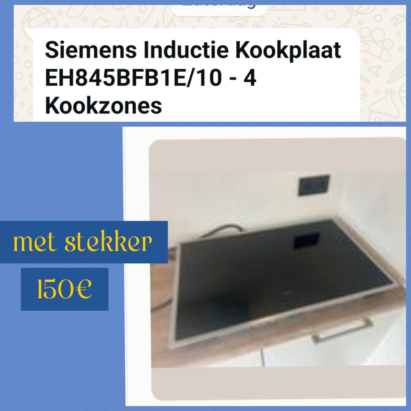 Siemens Inductie Kookplaat EH845BFB1E/10 - 4 Kookzones, Ophalen, Gebruikt, 4 kookzones, Inbouw