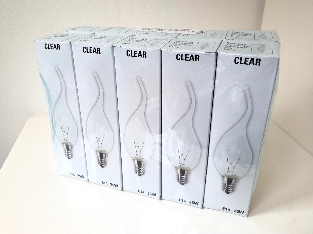 10x kaarslamp, tipkaars helder 25W, E14, €12,50 incl verzndn, Verzenden, Nieuw, E14 (klein), Gloeilamp