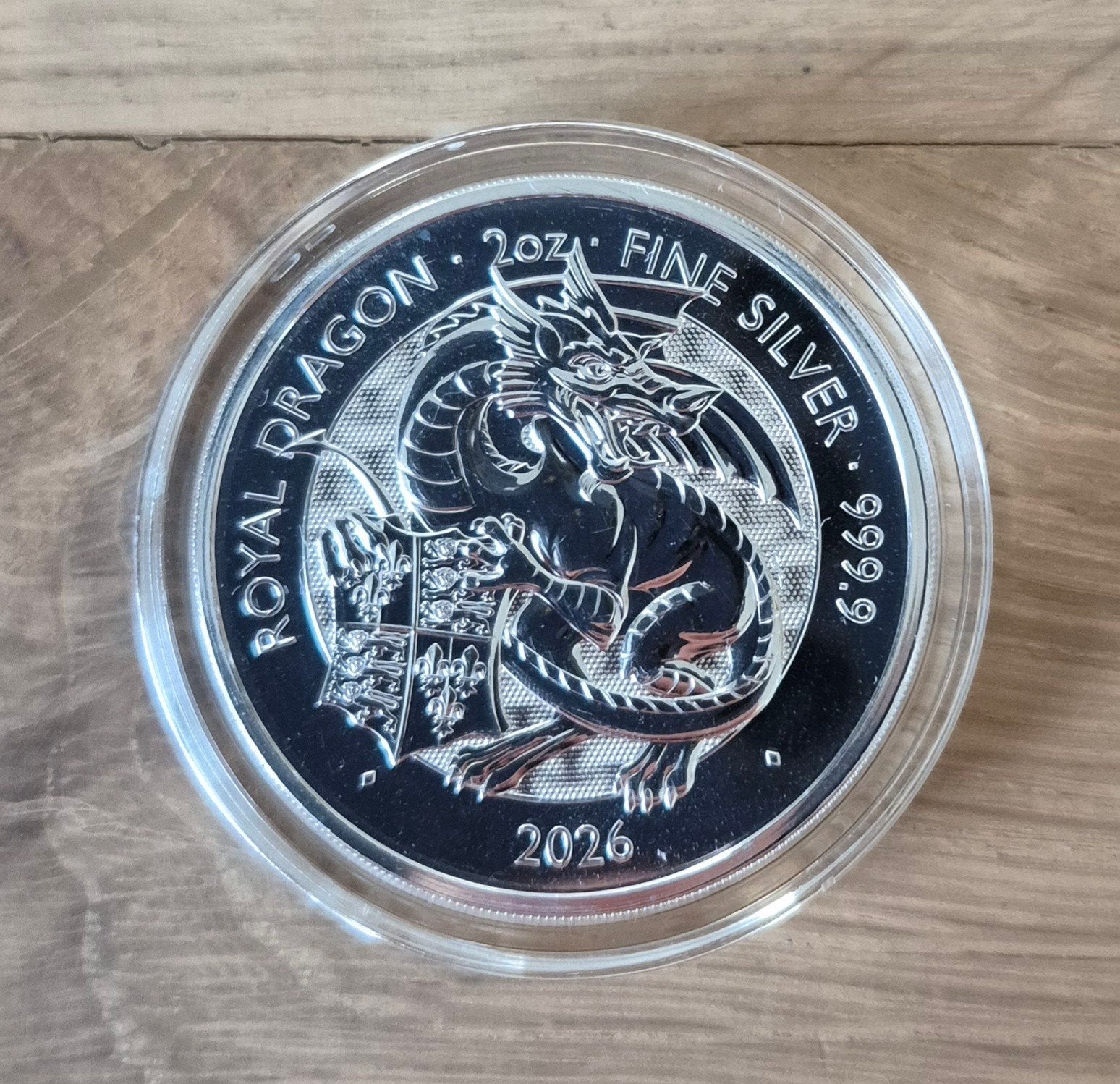 2 oz zilveren munt Tudor Beast Dragon 2026, Ophalen of Verzenden, Zilver