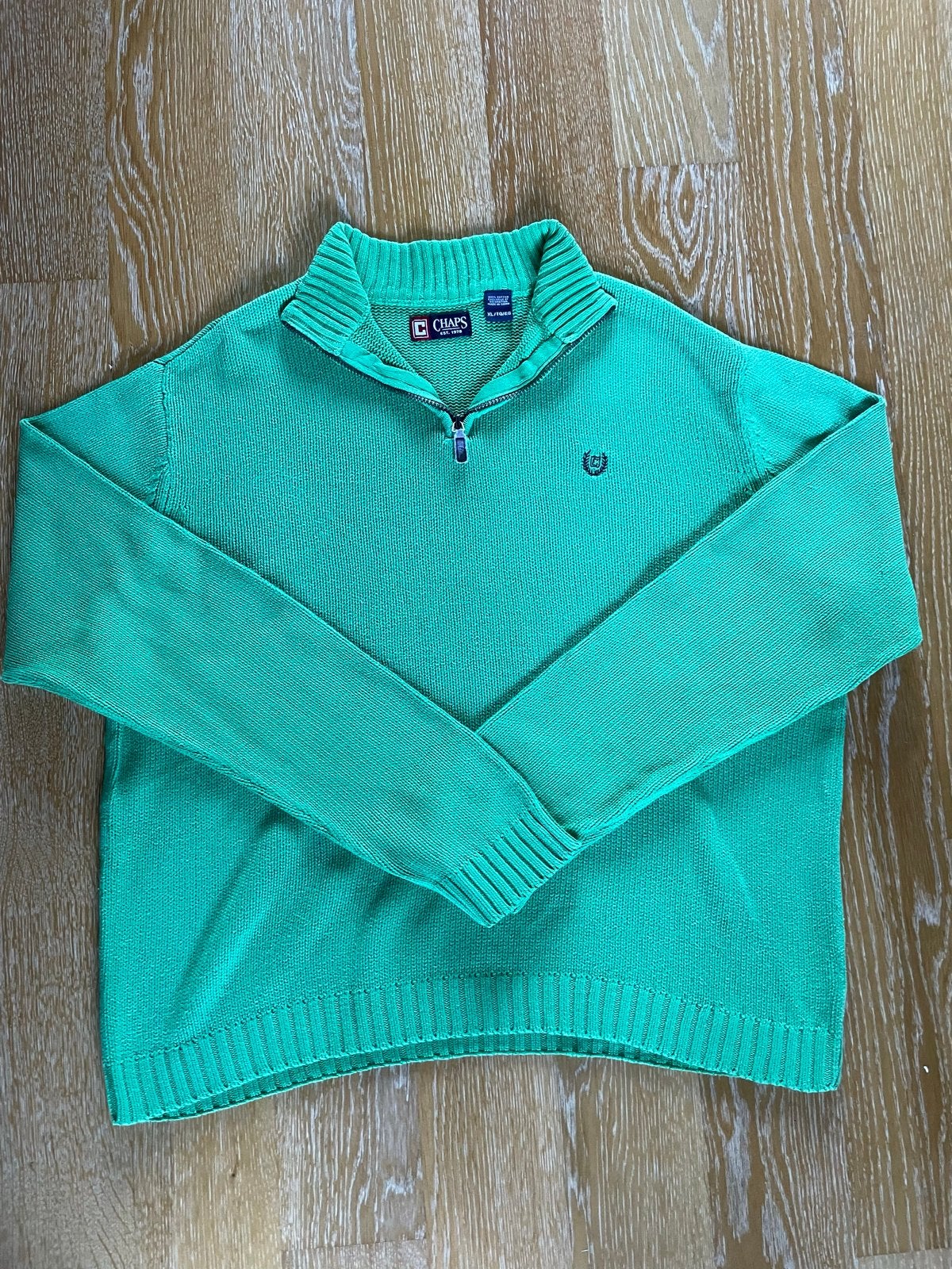 Vintage Chaps Ralph Lauren trui groen - quarter zip - XL, Kleding | Heren, Ophalen of Verzenden, Gedragen, Maat 56/58 (XL), Groen