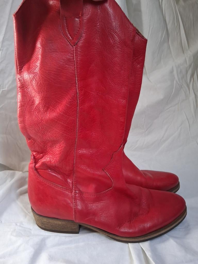 Rode cowboylaarzen maat 42, Hoge laarzen, Ophalen of Verzenden, Gedragen, Rood