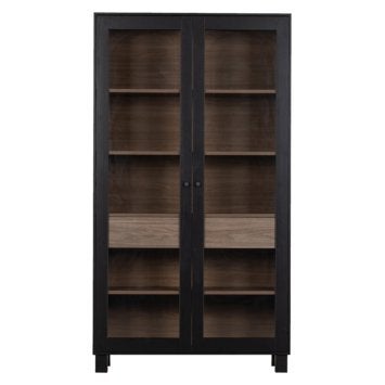 vitrinekast van grenenhout (zwart/walnoot), Ophalen, 100 tot 150 cm, 200 cm of meer, Nieuw