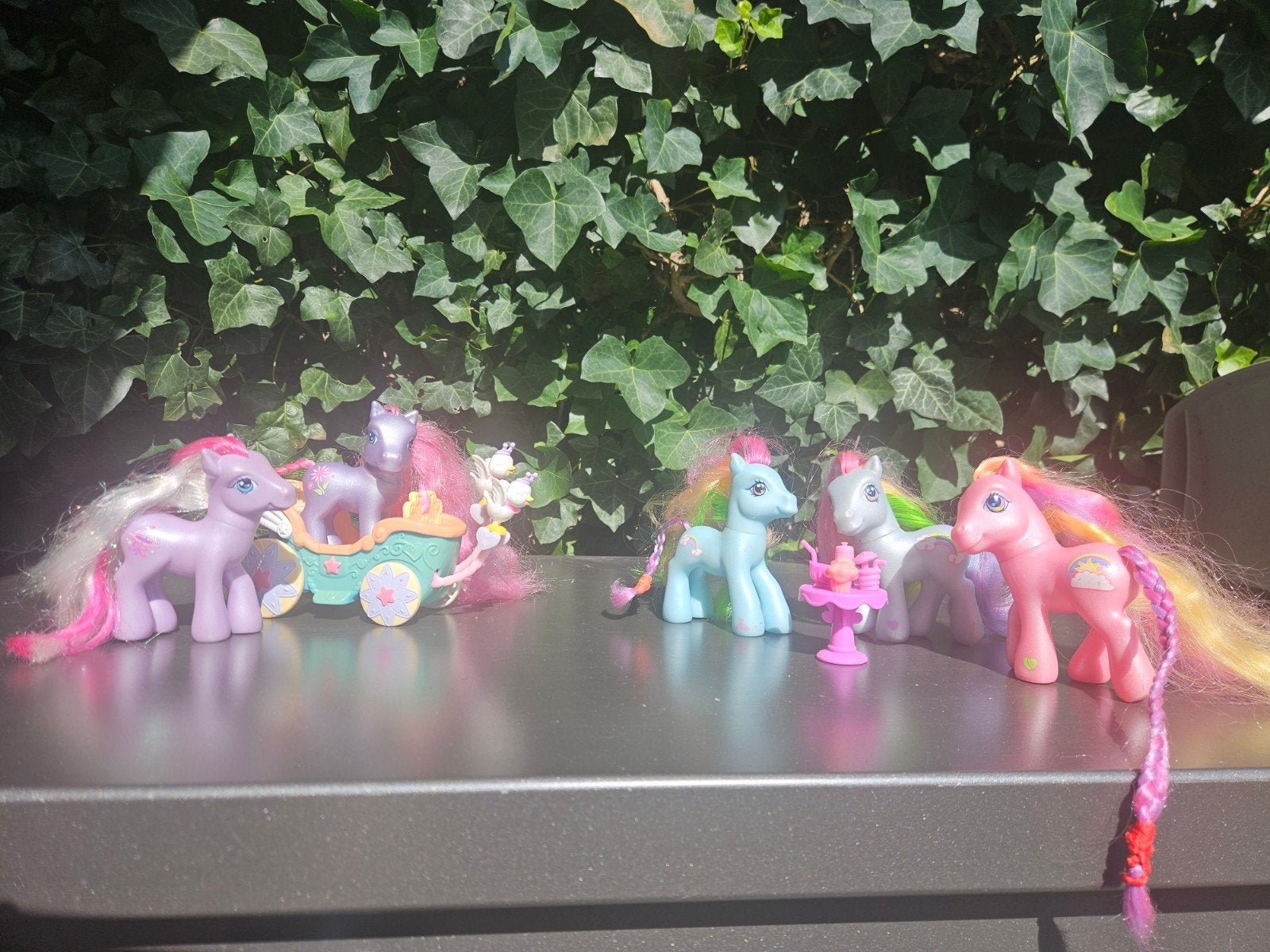 5 originele My Little Pony's met koets en bewegende vogels, Ophalen of Verzenden, Zo goed als nieuw