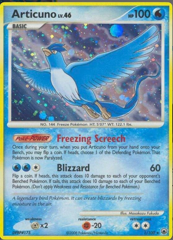 Pokemon kaart articuno holo, 1/100, Ophalen of Verzenden, Zo goed als nieuw