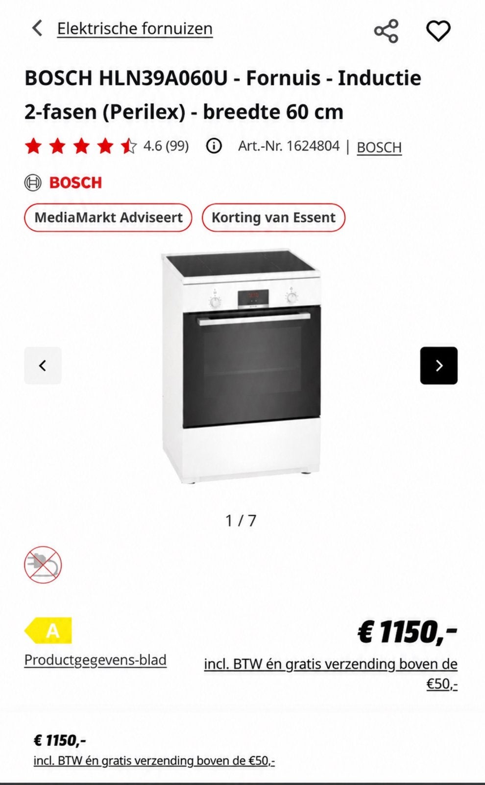 Bosch inductie fornuis met bezorgen, Ophalen of Verzenden, Zo goed als nieuw, 60 cm of meer