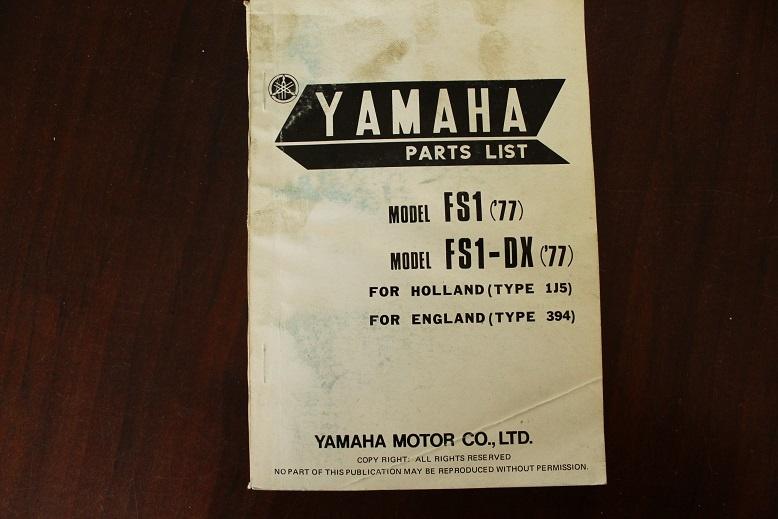 Yamaha FS1 FS1-DX 1977 moped parts list onderdelen boekje, Fietsen en Brommers, Ophalen of Verzenden, Gebruikt