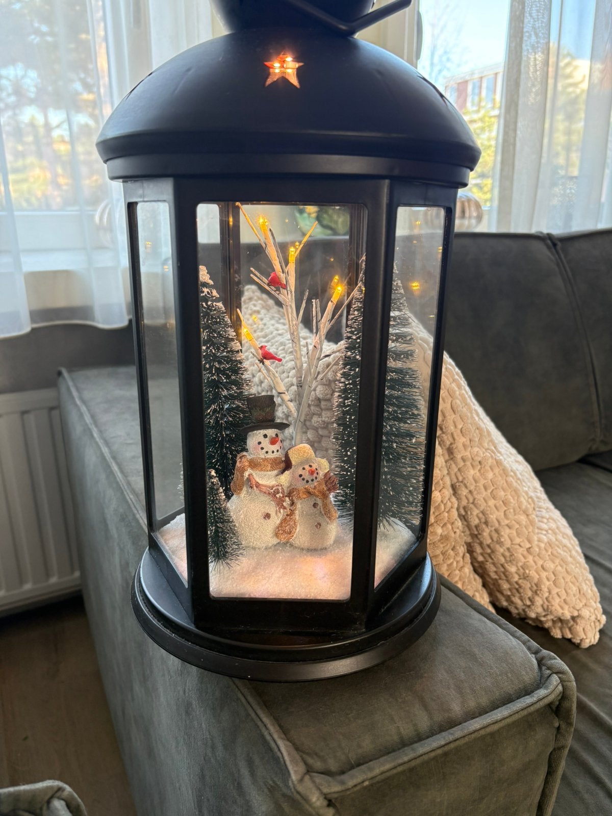 Kerst windlicht met verlichting afhalen 5,00, Ophalen of Verzenden, Zo goed als nieuw
