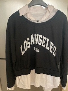 Aparte swet shirt met blouse S/M, Los Angeles, Wit, Nieuw, Ophalen