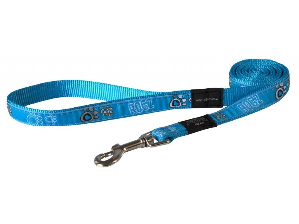 ROGZ Fancy Dress Nylon Hondenlijn Turq Paw L 140 cm KOOPJE!, Ophalen of Verzenden, Nieuw, Hondenriem