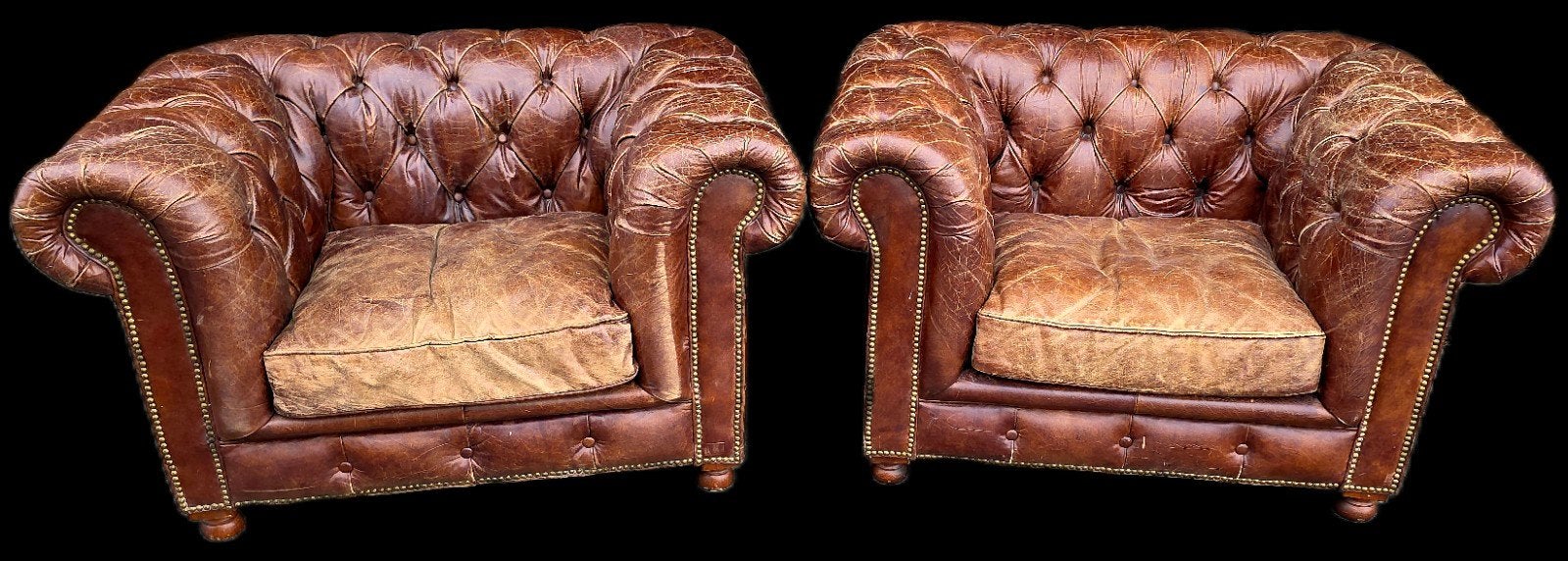 2x Chesterfield vintage fauteuil + BEZORGING GRATIS
