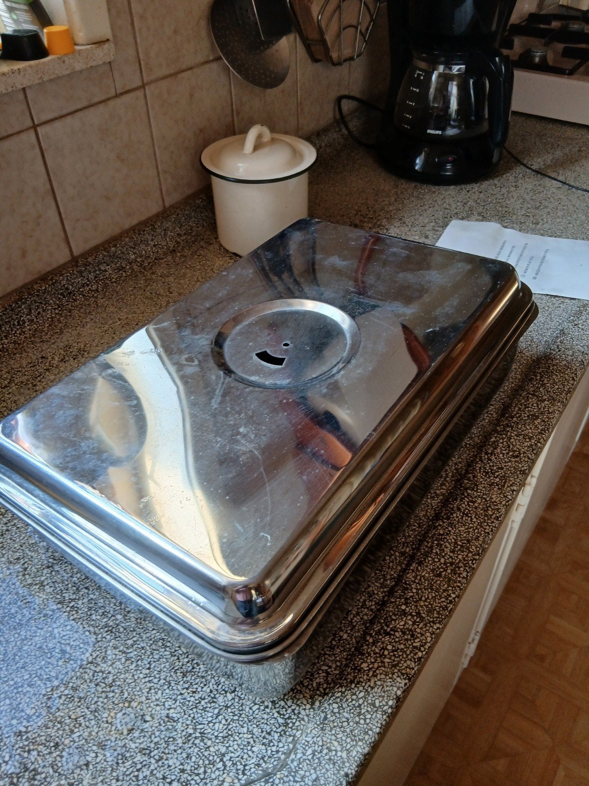 warmhoudpan, Ophalen, Nieuw, Afgeronde hoeken, Metaal