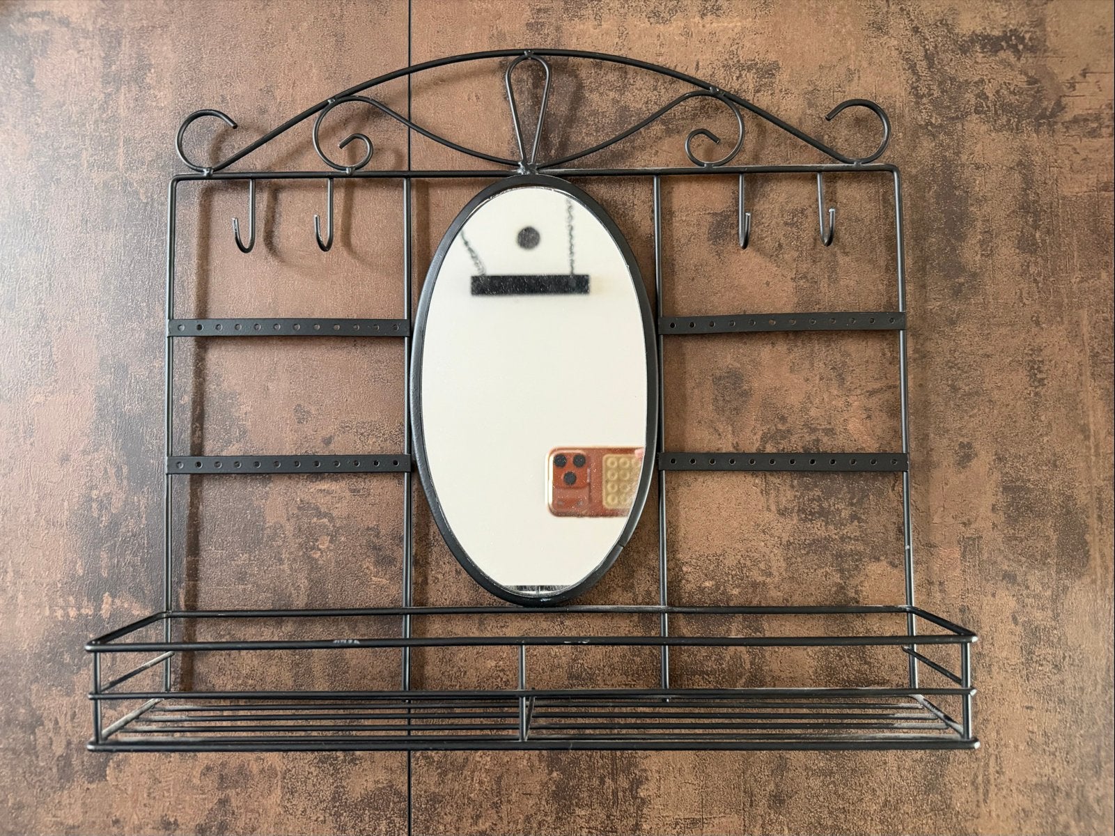 Decoratief wandrek met spiegel en haken, Huis en Inrichting, Ophalen, Gebruikt, Minder dan 100 cm, Overige vormen