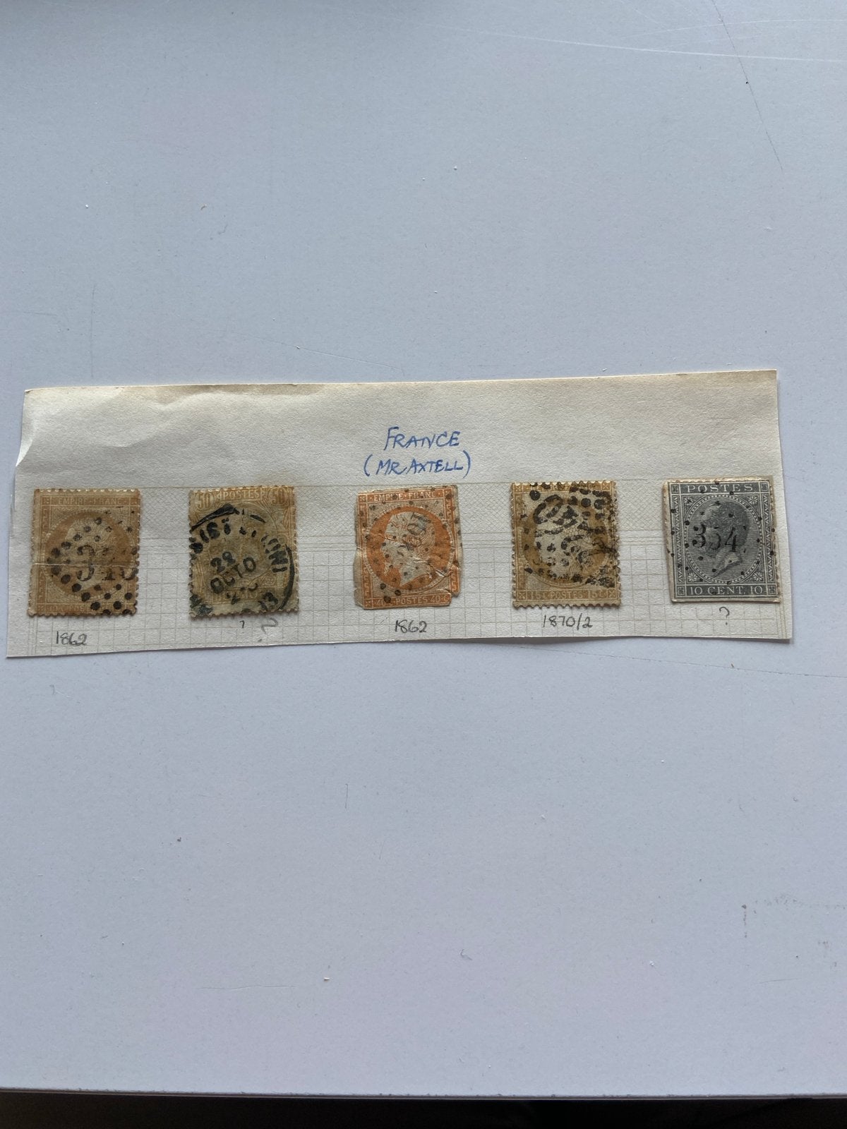 Frankrijk puntstempel + kleigrond stempel, Ophalen of Verzenden, Overige landen, Gestempeld
