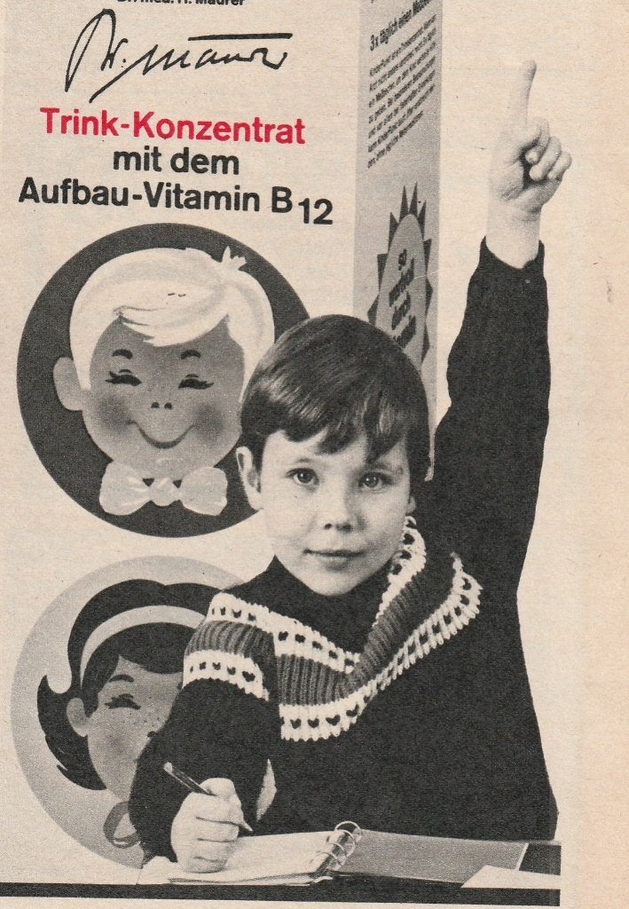 Retro reclame 1969 Kinderpunkt jongetje met schoolschrift, Verzenden, Overige typen