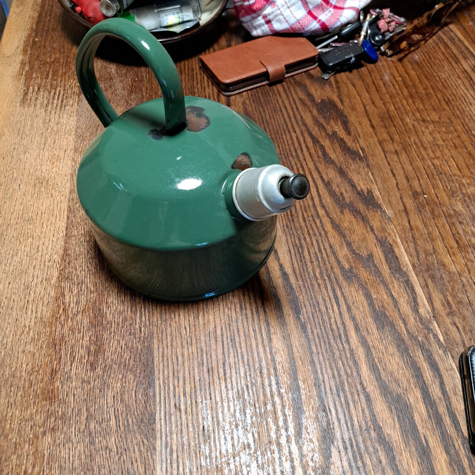 Vintage Groene Emaille Theepot / Ketel, Ophalen