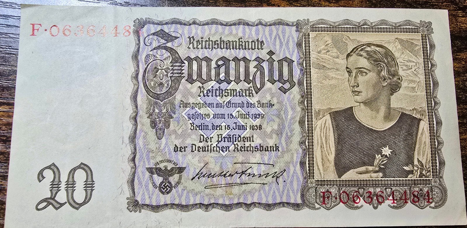 Zeldzaam 20 Reichsmark biljet uit 1938 - Duitsland, Postzegels en Munten, Ophalen of Verzenden
