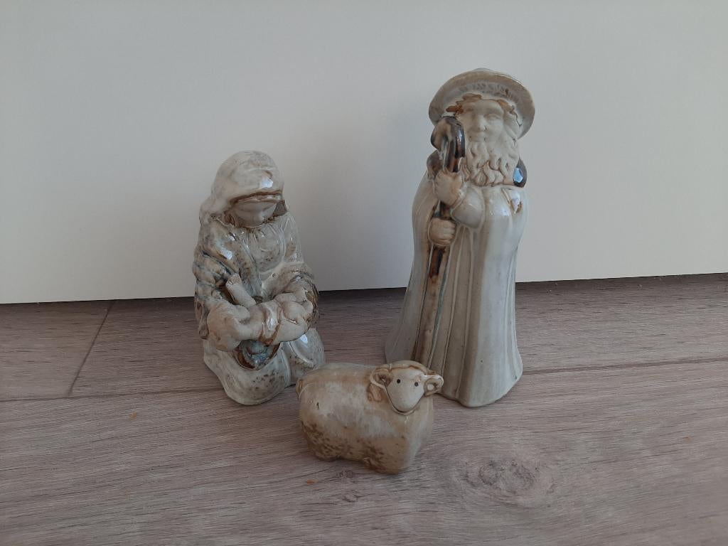 Kerstgroep beeldjes Maria met kindje Jezus Jozef schaap, Ophalen, Gebruikt