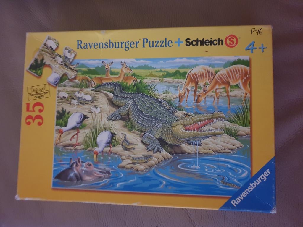 Ravensburger Puzzel + Schleich Krokodil 35 stukjes, Ophalen of Verzenden, Minder dan 500 stukjes, Gebruikt, Legpuzzel