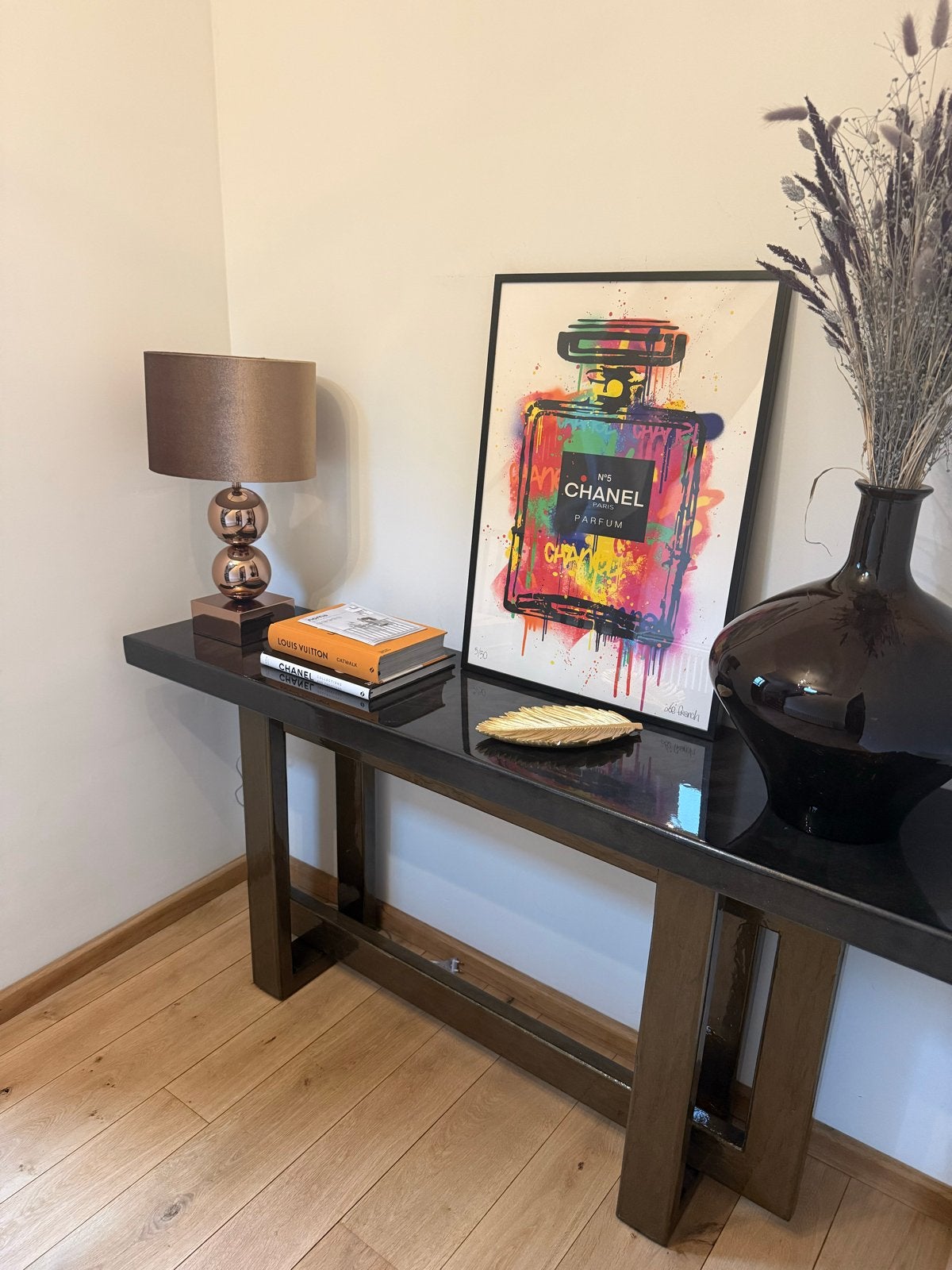 Moderne console tafel met glanzend blad, Huis en Inrichting, Ophalen, Zo goed als nieuw, 75 cm of meer, 60 cm of meer