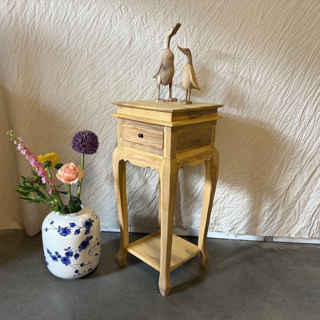ladekastje - 80 cm hoog - teak - 1 lade - Gratis bezorgd, TTM Wonen, Meubels – (Perzische) Tapijten en Woonaccessoires, Minder dan 50 cm