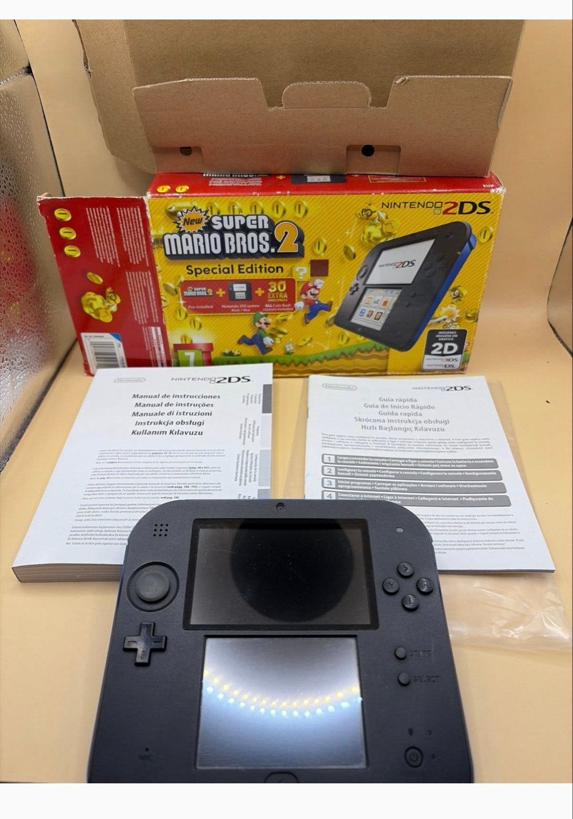 Nintendo 2DS Zwart/Blauw met New Super Mario Bros. 2, Met games, Zwart, 2DS, Ophalen of Verzenden