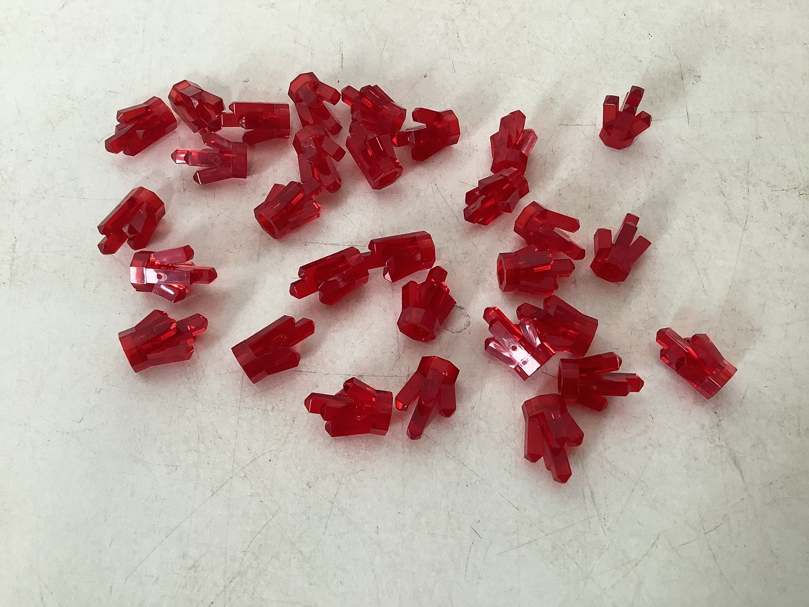 Lego steen rots 1x1 kristal 5 punten transparant rood, Ophalen of Verzenden, Gebruikt, Losse stenen, Lego