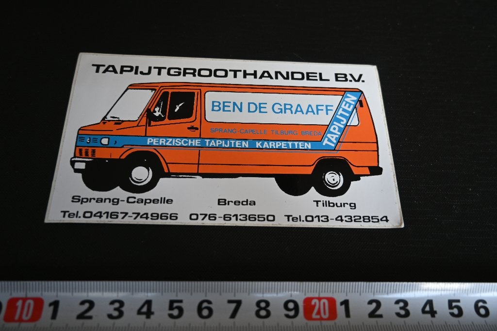 sticker BEN DE GRAAFF Sprang-Capelle Breda Tilburg Tapijten, Ophalen, Zo goed als nieuw