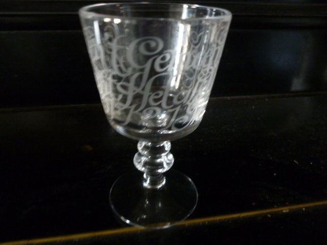 Oud zwaar kristallen glas hekeldicht J v d Vondel, Antiek en Kunst, Ophalen of Verzenden