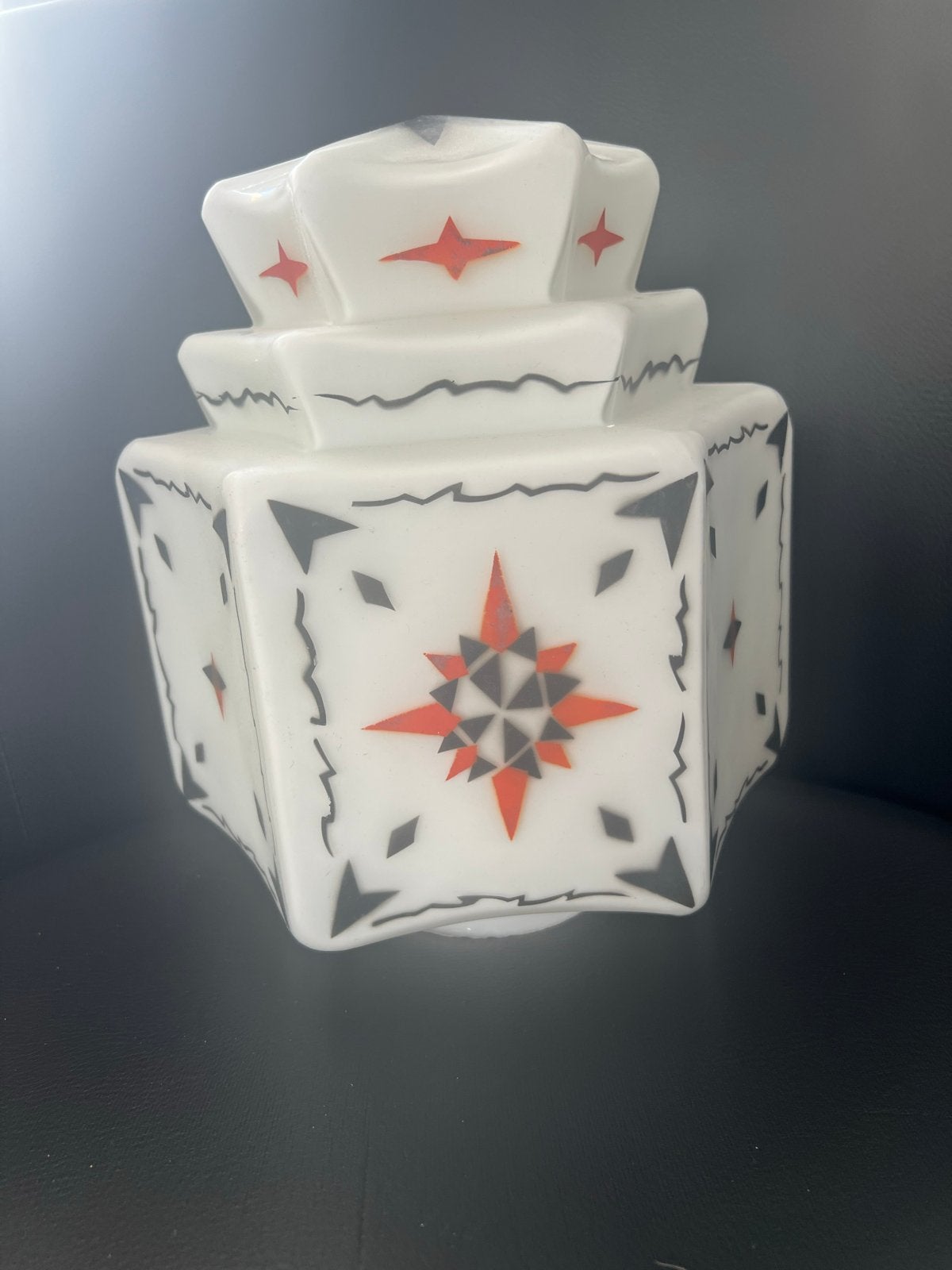 Vintage Art Deco Plafondlamp Glas - Jaren '30 Stijl, Antiek en Kunst, Ophalen