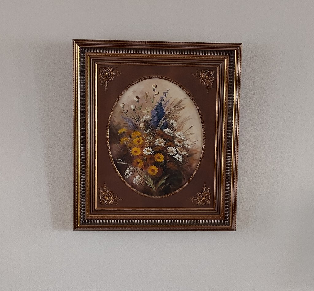 schilderij korenbloemen, Doek, Realistisch, Olieverf, Origineel werk