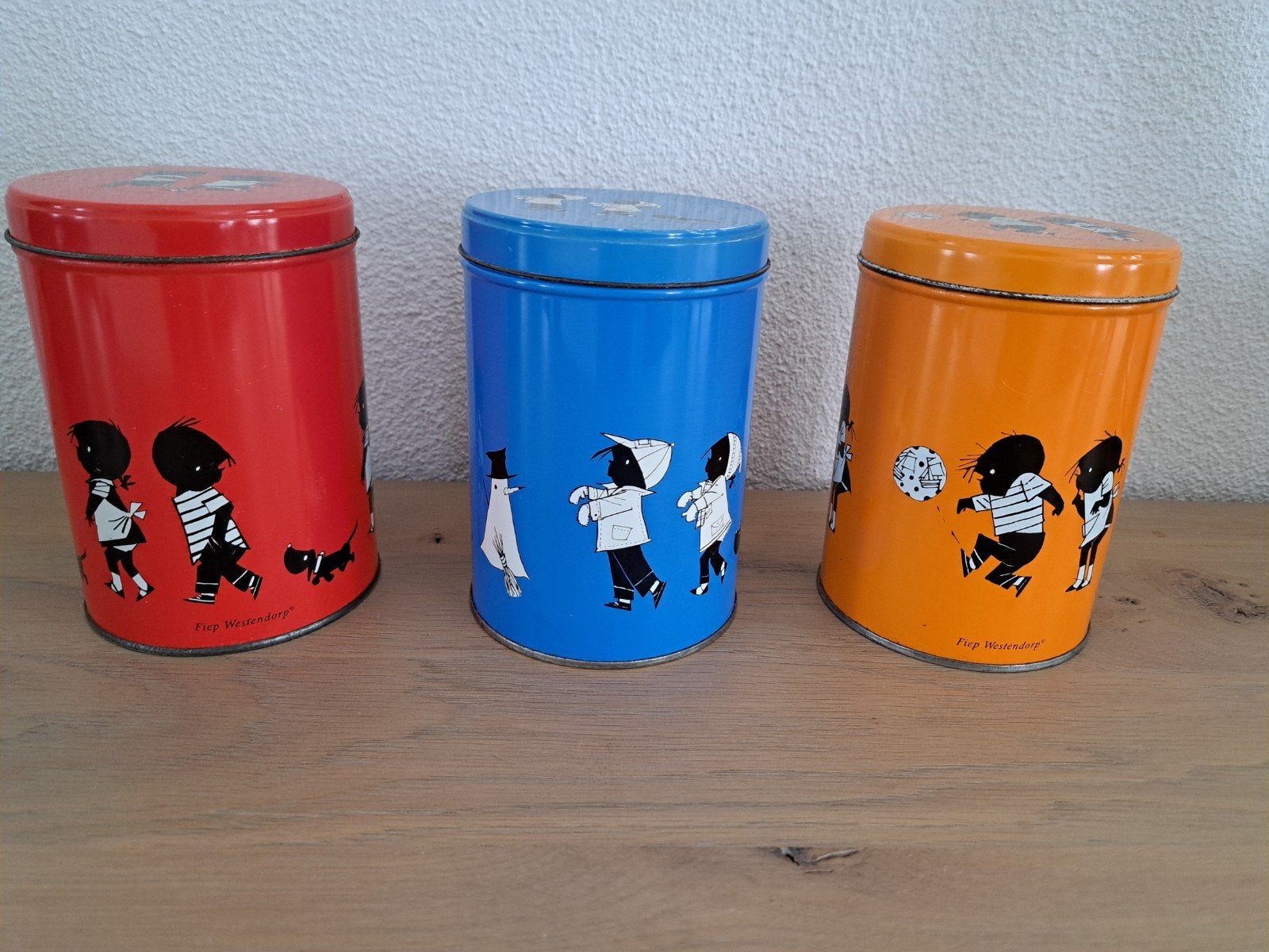 Fiep Westendorp blikken Jip en Janneke rood blauw oranje pst, Ophalen of Verzenden, Gebruikt, Overige