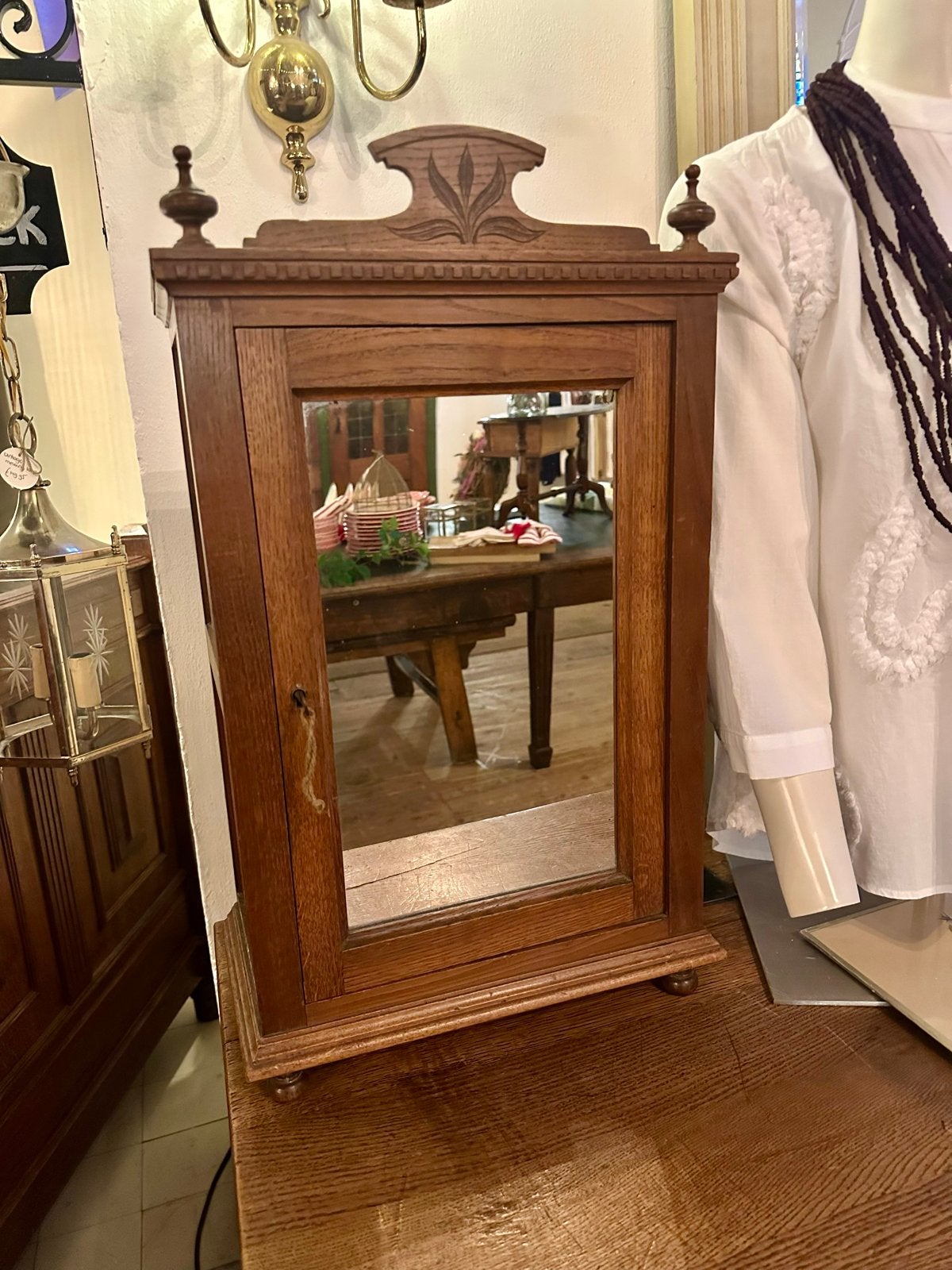 Antiek landelijk houten kastje met spiegeldeur engelse stijl, Ophalen, -, -, Nieuw