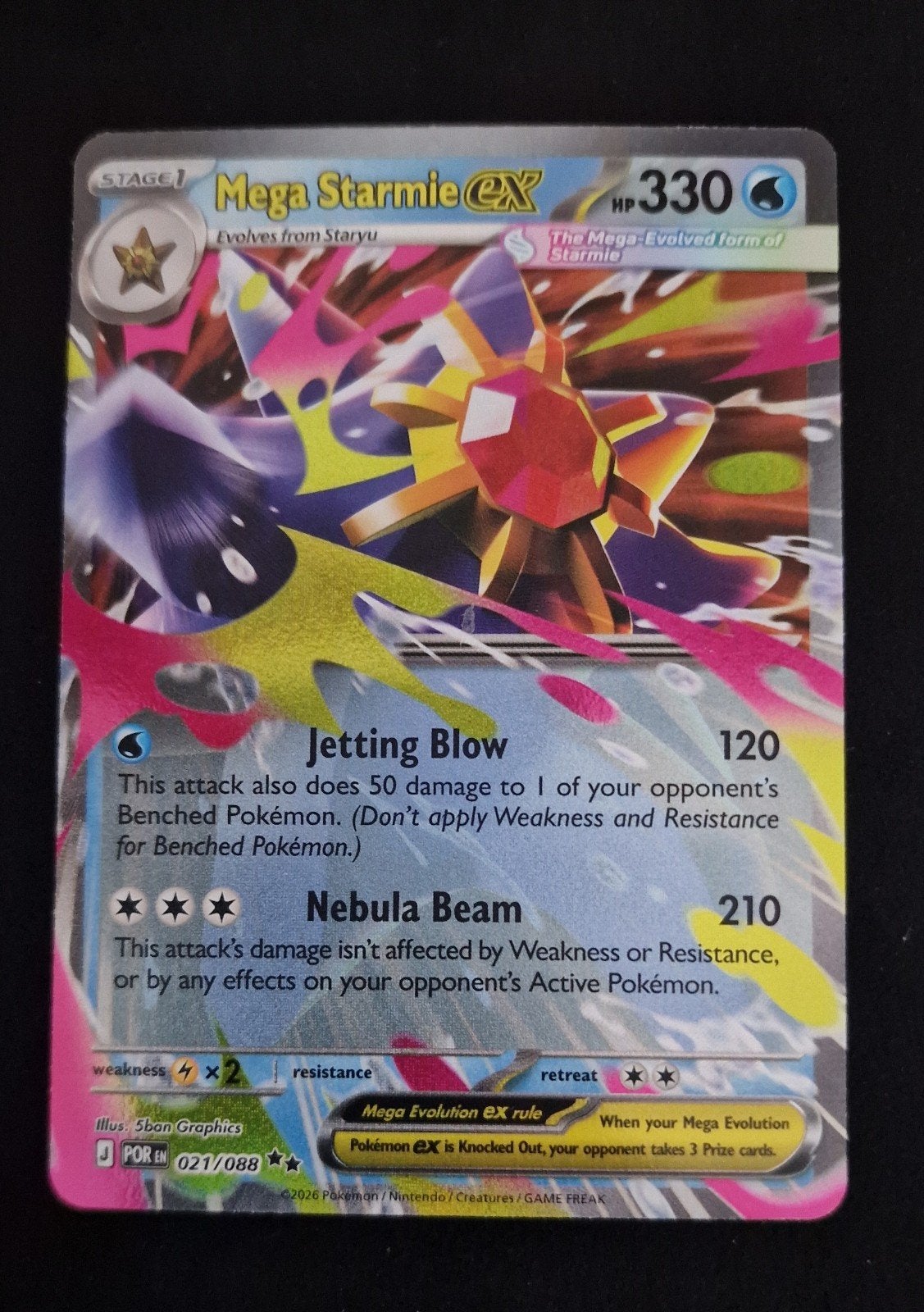 Mega Starmie EX Pokémon kaart 021/088, Ophalen of Verzenden, Gebruikt, Losse kaart, Foil