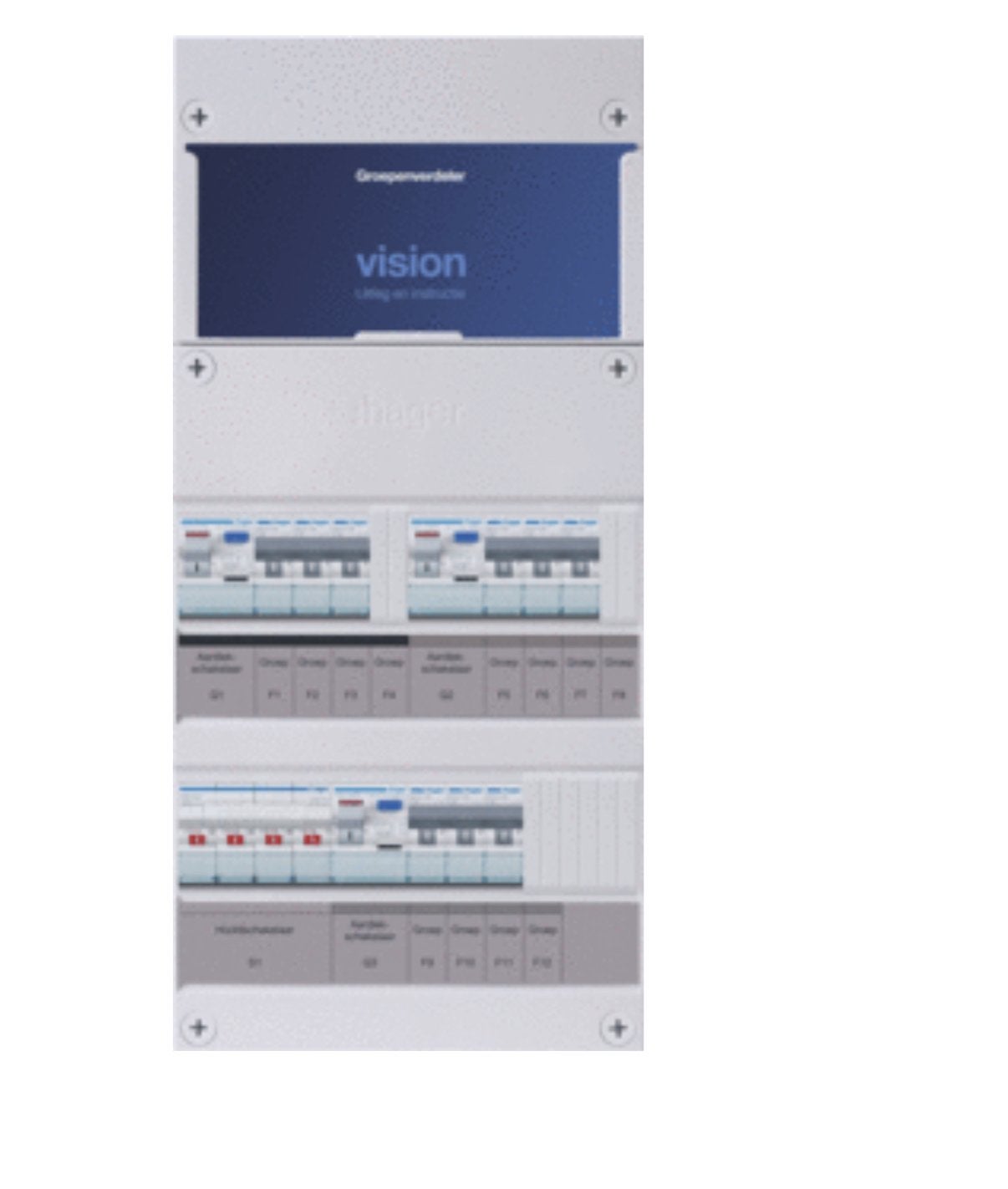Hager VISION Groepenkast 3-fase 9 groepen, geassembleerd, Ophalen of Verzenden, Nieuw, Hager, Groepenkast