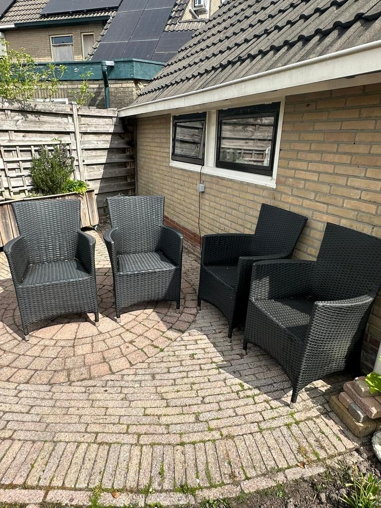 Gereserveerd 4 antraciet Wicked tuinstoelen Pure collection, Tuin en Terras, Ophalen, 4 zitplaatsen, Gebruikt, Wicker