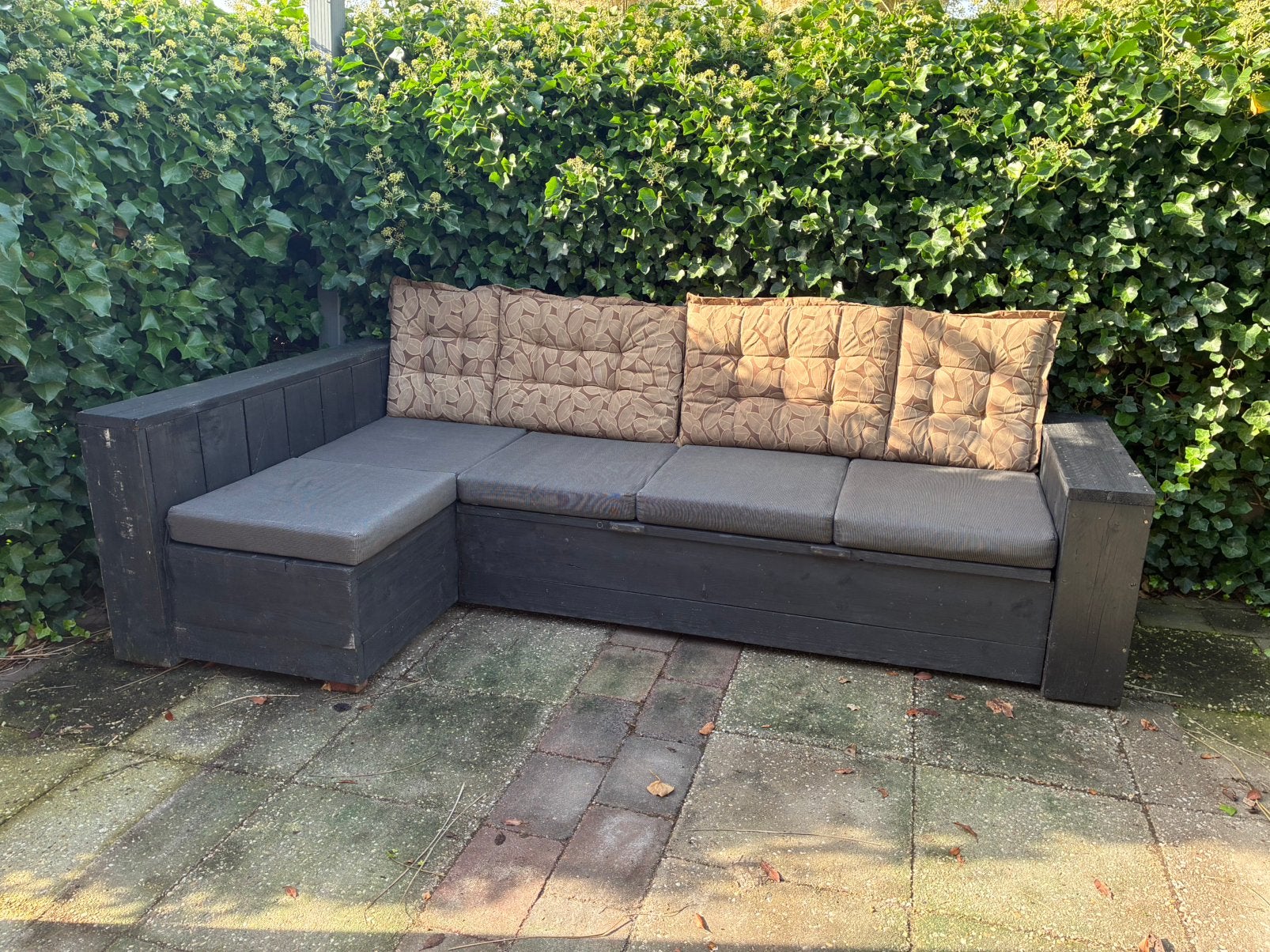 Zwarte houten loungebank, Ophalen of Verzenden, Gebruikt, Hout