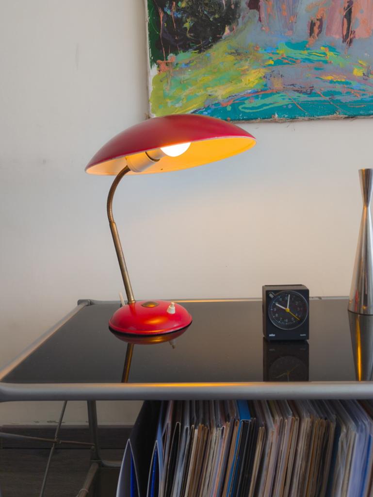 Vintage rode Ufo tafellamp, Ophalen of Verzenden, Gebruikt, Metaal