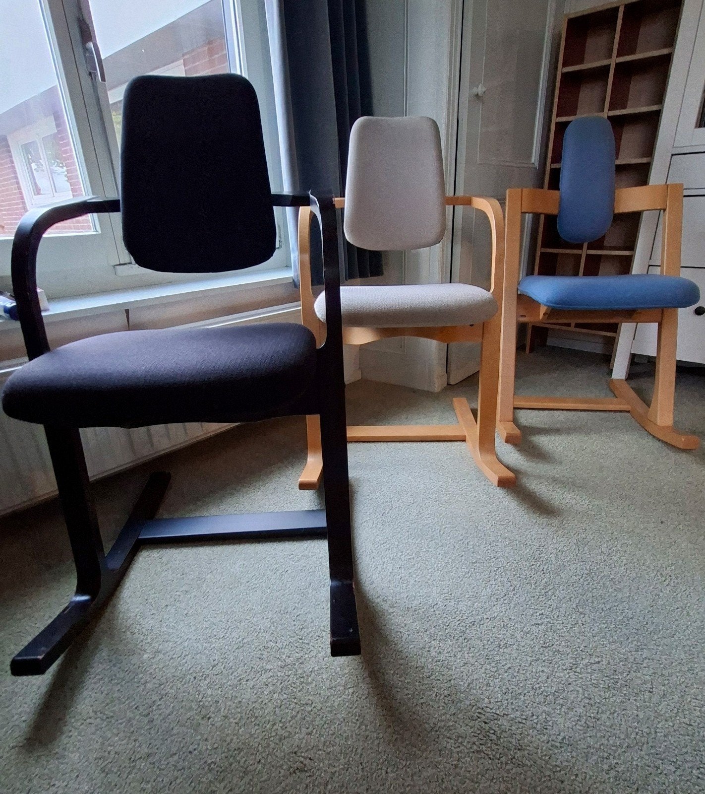 Stok stoelen 3 stuks., Ophalen, Gebruikt, Zwart, Hout