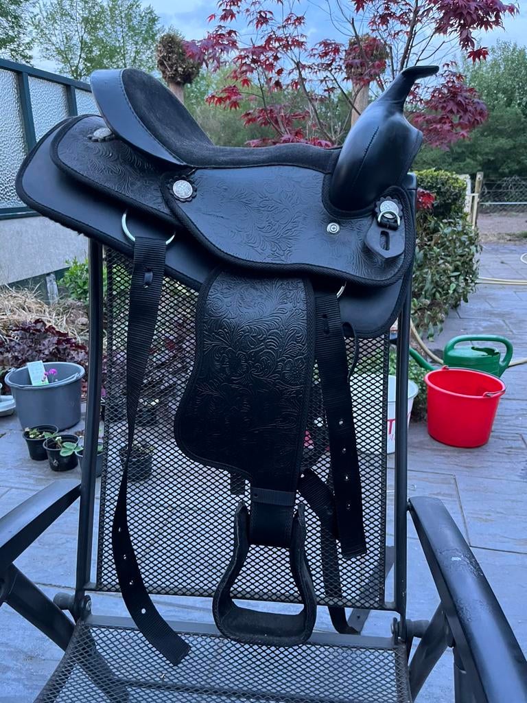 ZGAN Westernzadel zwart western zadel 12 inch shetlander, Ophalen of Verzenden, Zo goed als nieuw, Western