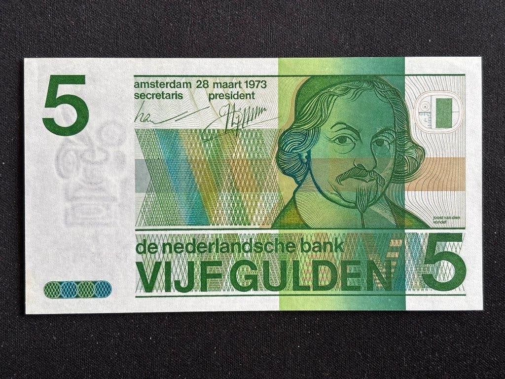 Bankbiljet 5 Gulden 1973 (Vondel II) - Cat. PL23.b1, Verzenden, 5 gulden, Los biljet
