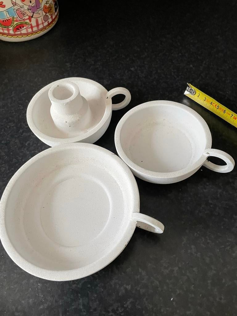 Set van 3 HEMA kandelaars - Zo goed als nieuw, Overige materialen, Wit, Ophalen of Verzenden, Zo goed als nieuw