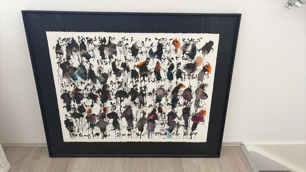 Uniek kunstwerk met zwarte lijst, Ophalen of Verzenden