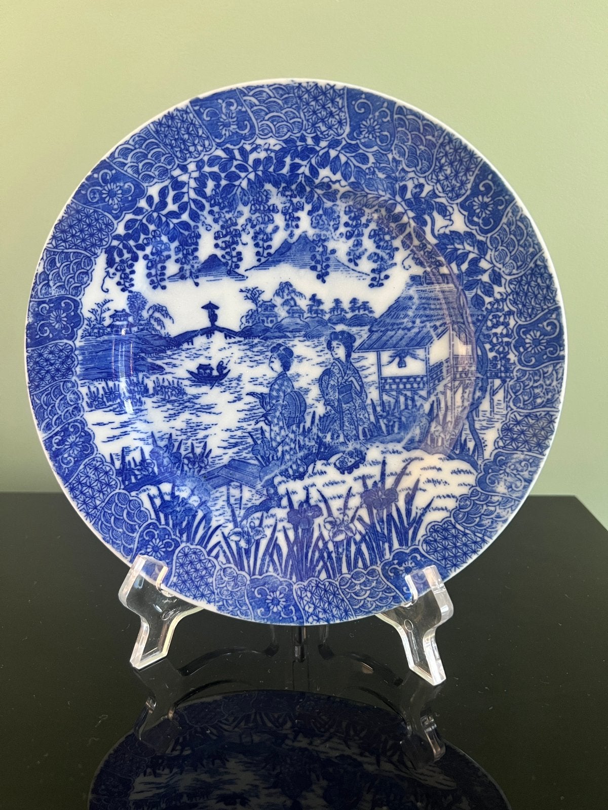 Antiek Japans blauw-wit porseleinen bordje – ca. 1900-1920, Ophalen of Verzenden