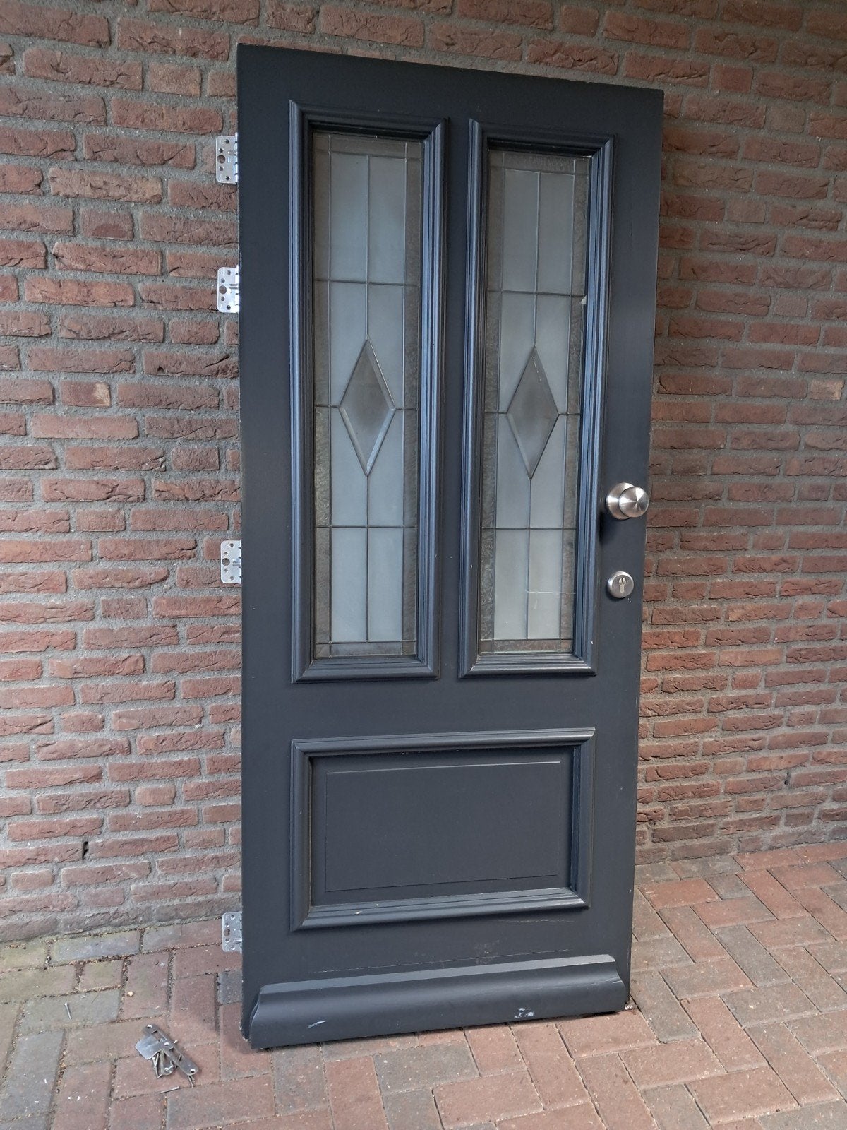 Voordeur hardhout als nieuw 875x2008mm dubbel glas, Ophalen, Gebruikt, 80 tot 100 cm, Buitendeur