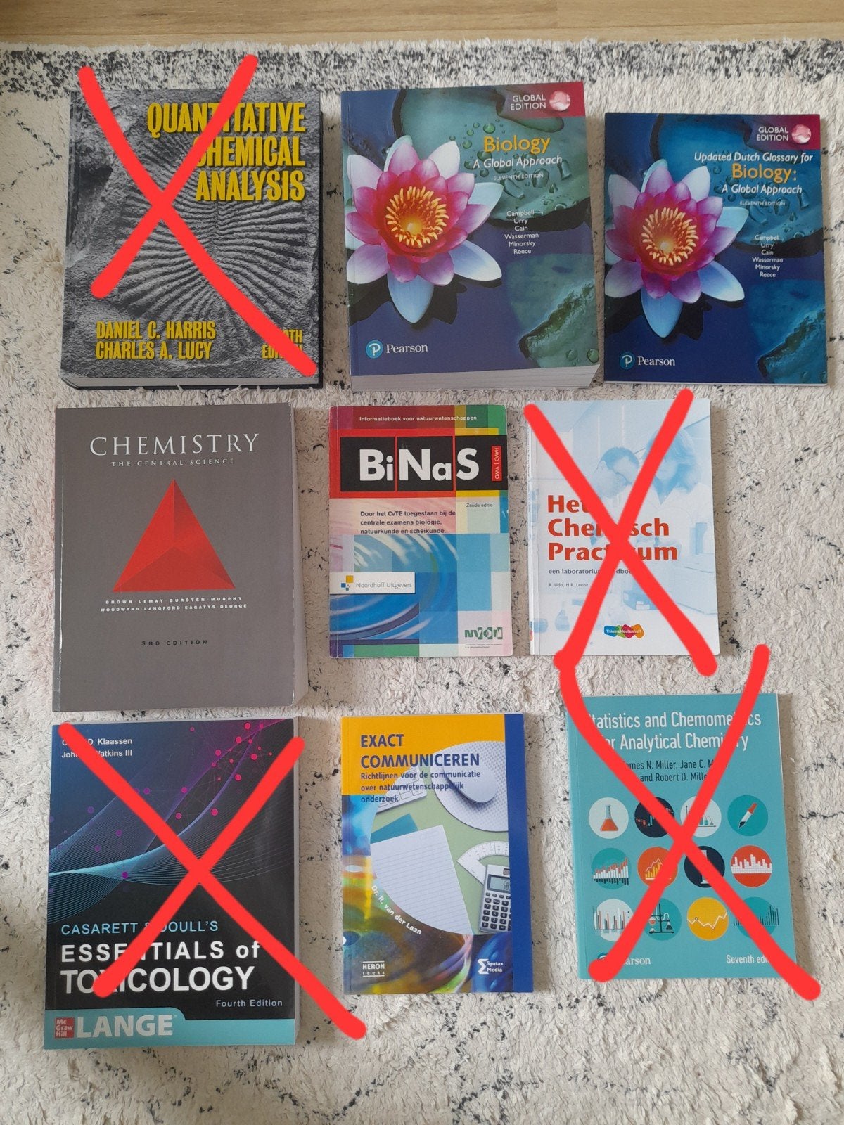Chemie studieboeken, Zo goed als nieuw, Campbell, Urry, Cain, Wasserman, Minorsky, Reece, Van der Laan, Beta, HBO