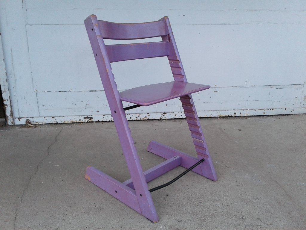 Paarse Stokke tripp trapp kinderstoel., Kinderen en Baby's, Kinderstoelen, Ophalen, Gebruikt, Meegroeistoel