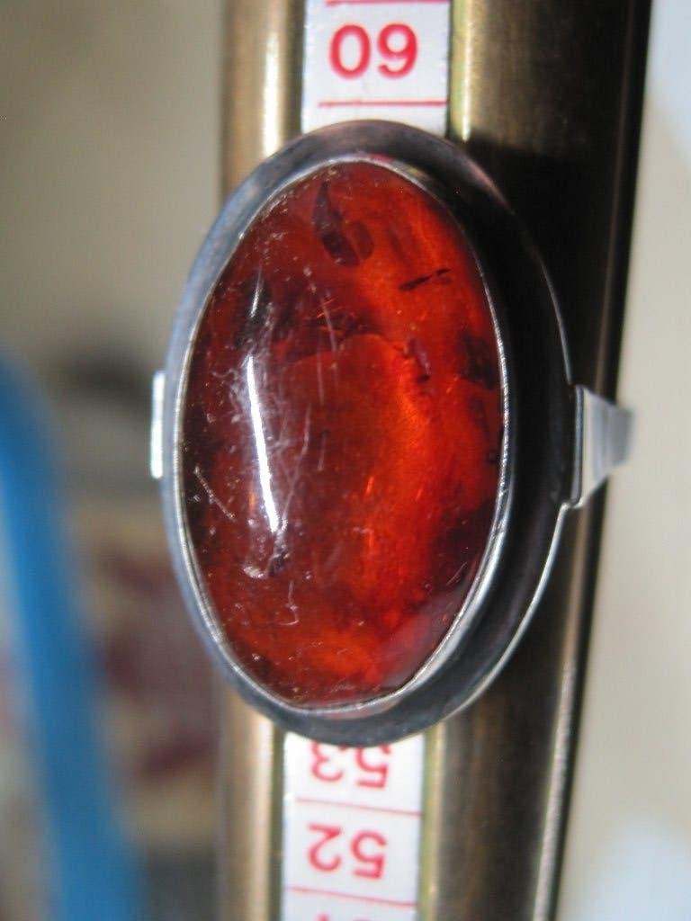 Antiek ring barnsteen amber, Ophalen, Zo goed als nieuw, 17 tot 18, Dame
