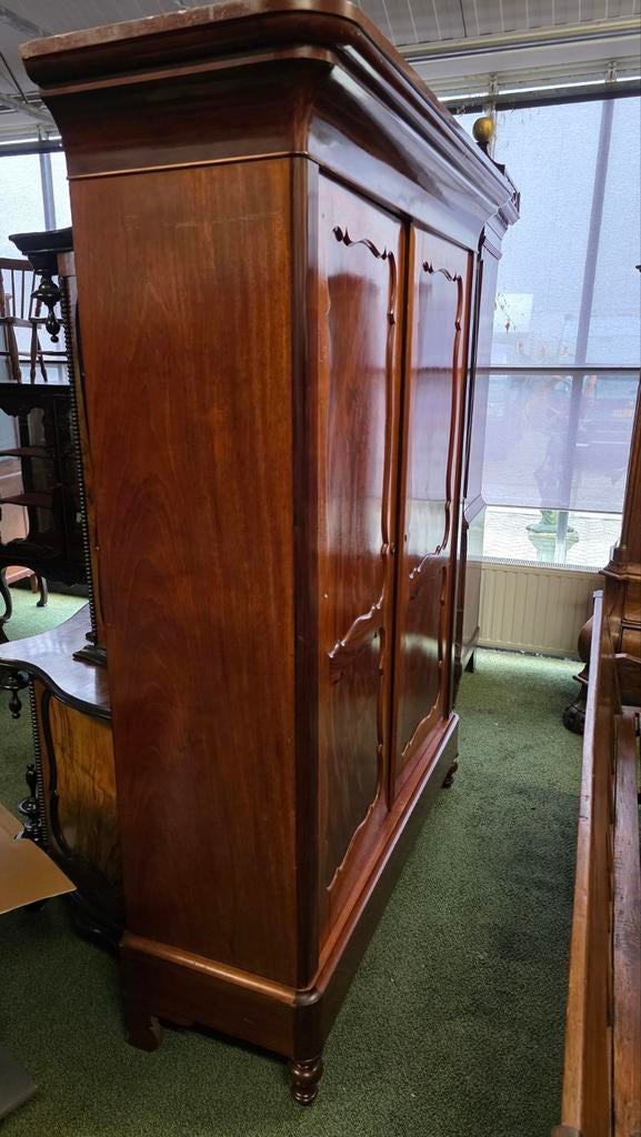 Antieke Hollandse Mahonie Biedermeier Linnenkast, Ophalen of Verzenden