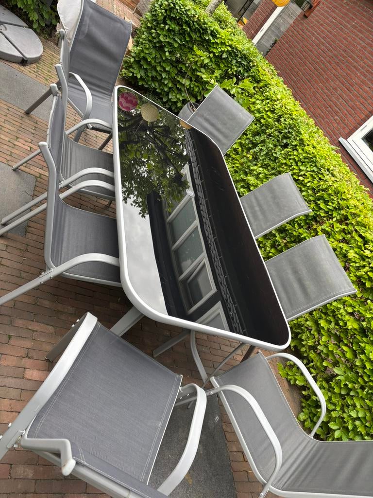 Tuintafel met 8 stoelen, Tuin en Terras, Ophalen, Eettafel, Aluminium, Tuinset